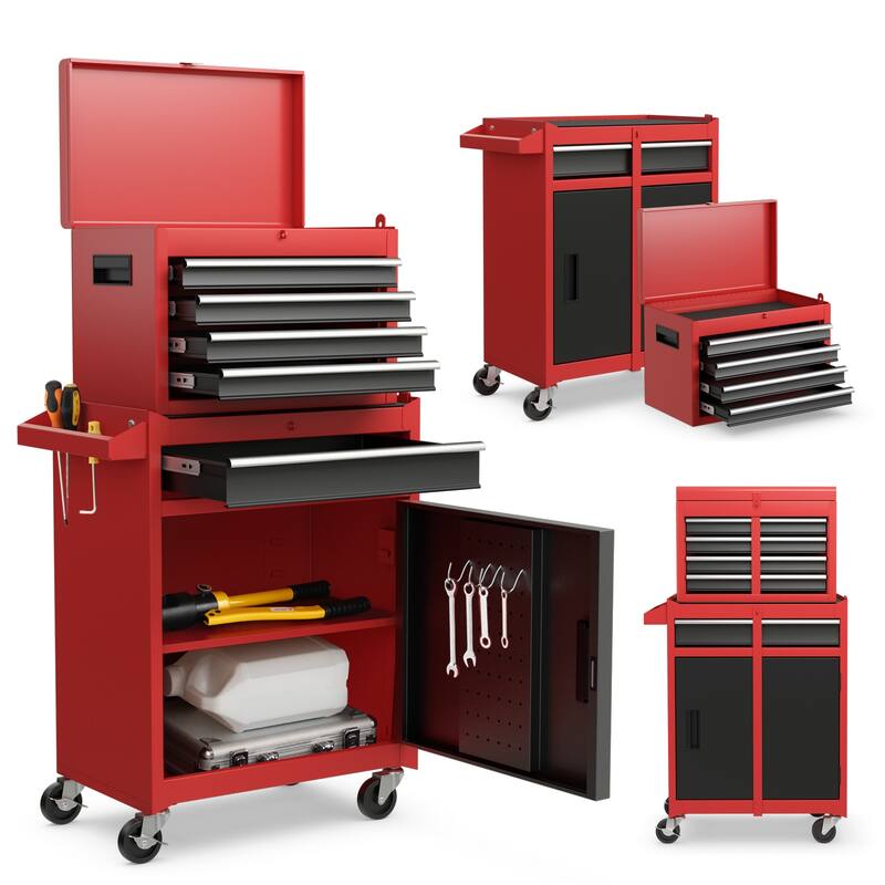 2-in-1 Tool Chest and Cabinet with 5 Sliding Drawers - 23" x 11" x 40.5"(L x W x H)