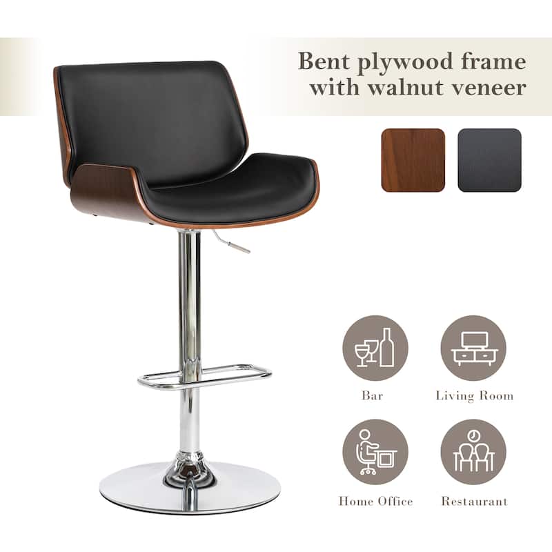 Glitzhome 46"H Mid-Century Modern Adjustable Swivel Bar Stool Set of 2