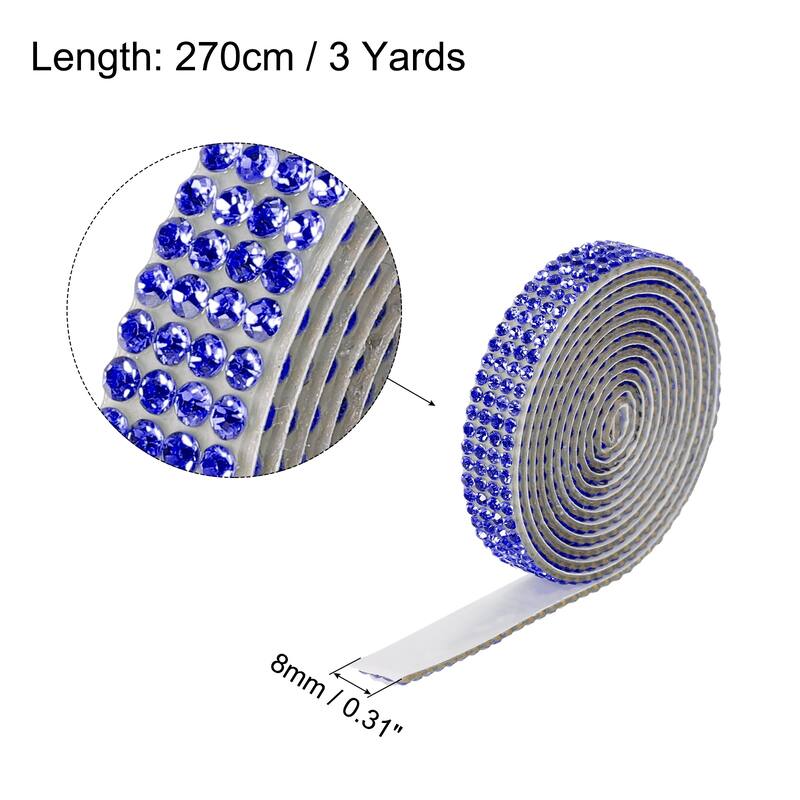 3Roll 3 Yards 8mm Diamond Ribbon White - Dark Blue - 8mm