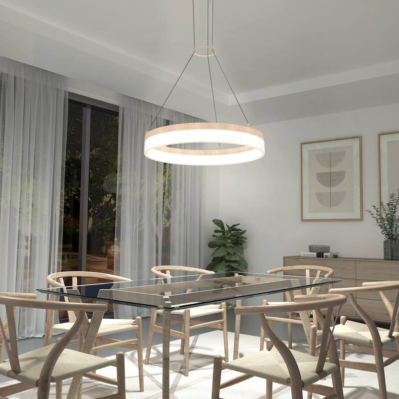 Artika Optical Ring LED Pendant Multiple CCT, Wood