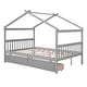 preview thumbnail 17 of 43, Full Size Wooden House Bed with Storage Drawers - Imaginative Kids Bed Frame