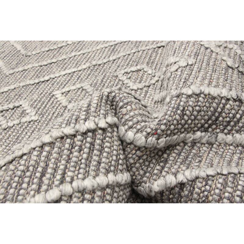 ECARPETGALLERY Braid weave Sienna Grey Wool Rug - 6'1 x 9'0