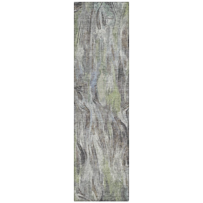 Machine Washable Indoor/ Outdoor Brushstrokes Modern Chantille Rug