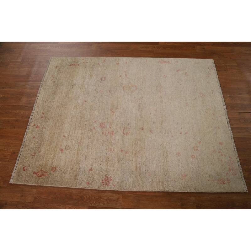 Traditional Oushak Turkish Oriental Area Rug Hand-knotted Wool Carpet - 3'10" x 4'10"
