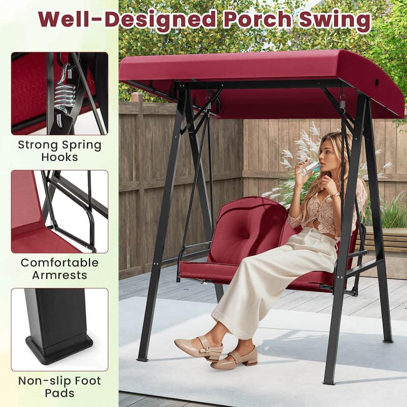 Costway 2-Person Outdoor Porch Swing Swing Loveseat with A-Shaped - See Details