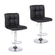 preview thumbnail 7 of 7, 2pcs Round Cushion Armless Bar Stool 60-80cm Adjustable Counter Height Swivel Stool with Back Black