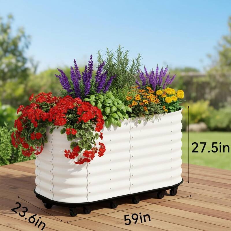 Self-Watering Raised Garden Bed, with Lockable Wheels & Water Reservoir