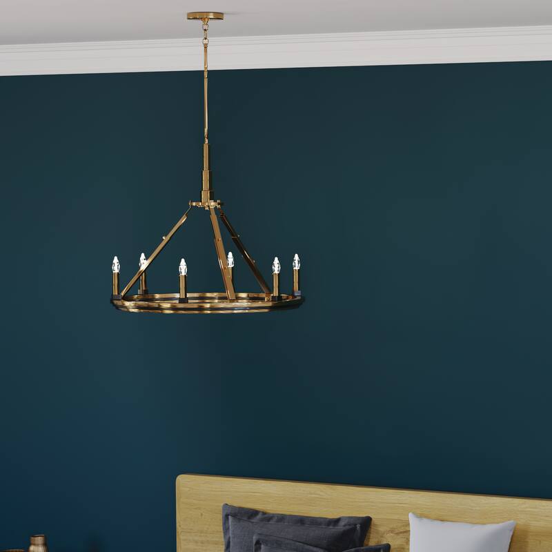 Kichler Emmala 24 inch 6 Light Chandelier in Brushed Natural Brass and Black
