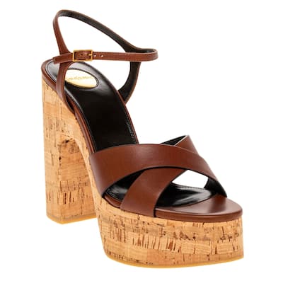 Saint Laurent Bianca Cork Platform Sandals