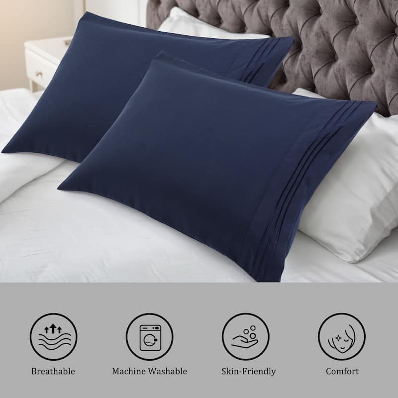 2Pcs Microfiber Embroidery Pillowcases Envelop 20"x26"