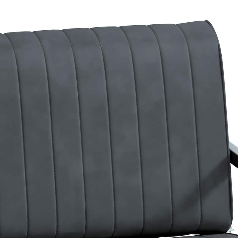 PU Leather Armchair with Metal Frame, Extra-Thick Padded Backrest and Seat Cushion, Grey 1pc/2pcs