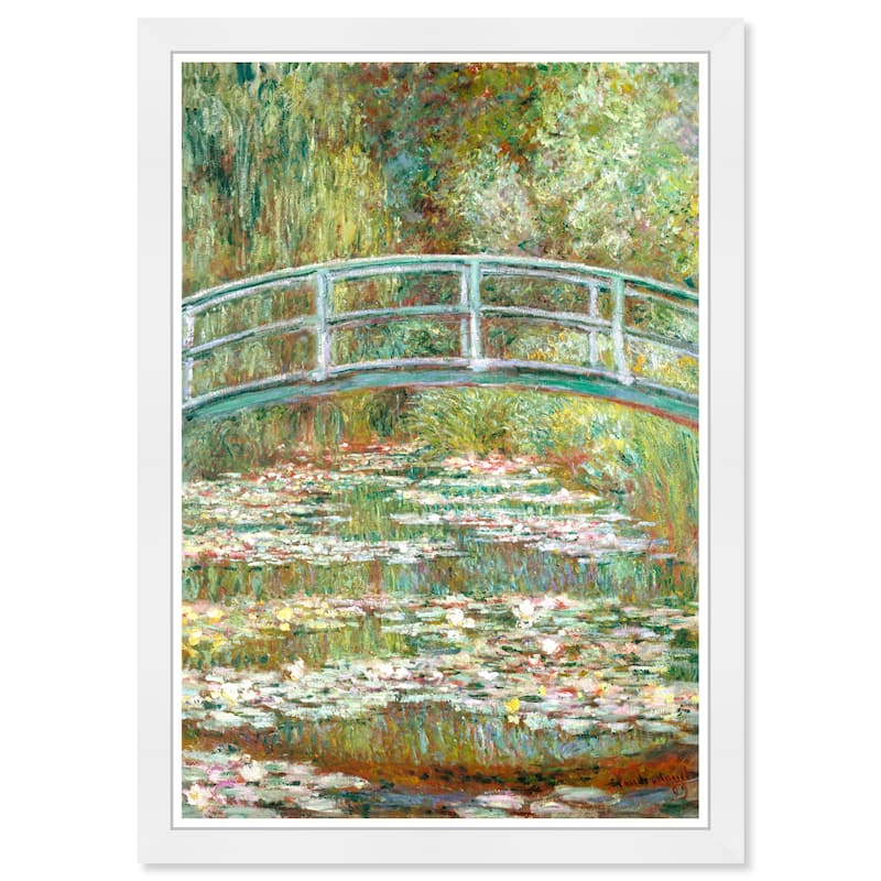 Wynwood Studio Prints Floral and Botanical Monet - Bridge Over a Pond of Water Lilies Traditional Wall Art Canvas Print