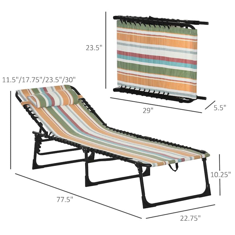 Outsunny Folding Chaise Lounge Chair Portable Lightweight Reclining Garden Sun Lounger with 4-Position Adjustable Backrest