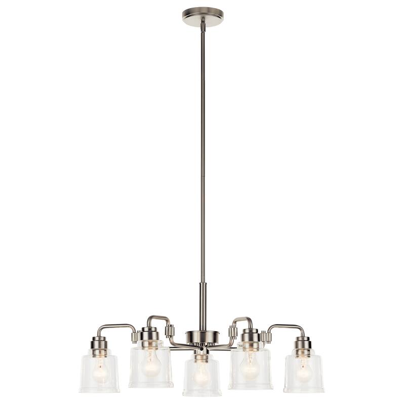 Kichler Lighting Aivian 30 in. 5-Light Brushed Nickel Vintage Industrial Chandelier with Clear Glass