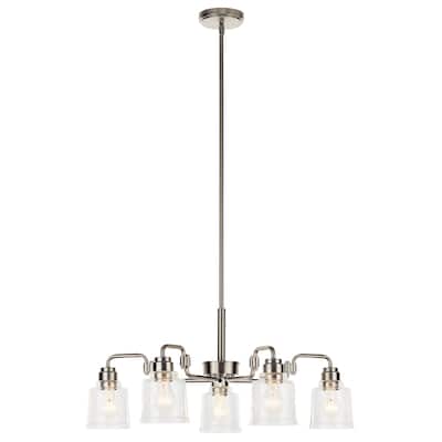 Kichler Lighting Aivian 30 in. 5-Light Brushed Nickel Vintage Industrial Chandelier with Clear Glass