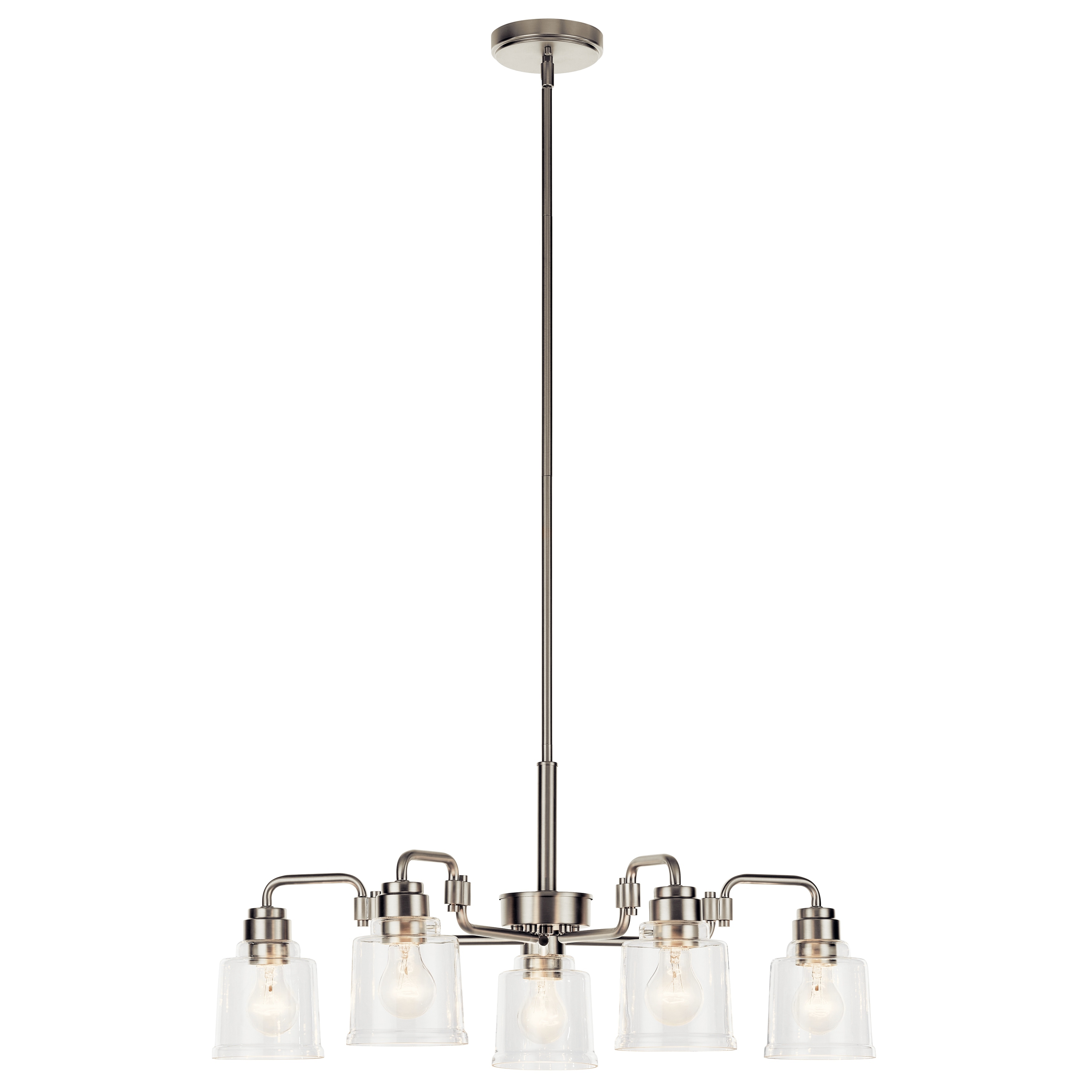 Kichler Lighting Aivian 30 in. 5-Light Brushed Nickel Vintage Industrial Chandelier with Clear Glass