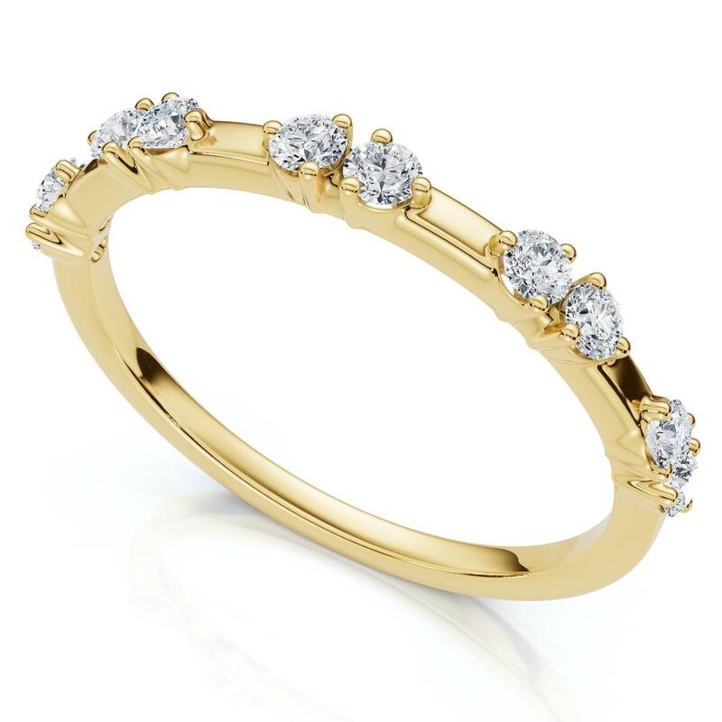 Bliss Diamond 1/5Ct Unique Alternating Diamond Wedding Band White Gold Lab Grown - 7.5 - Yellow