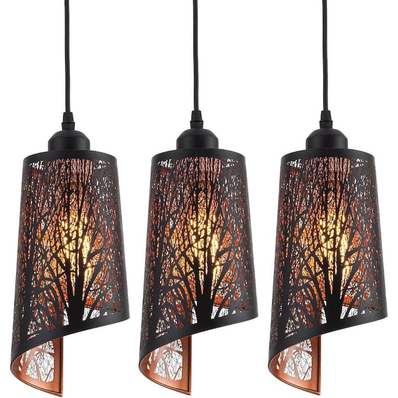 3 Pack bedroom light black and gold pendant light metal fixture light
