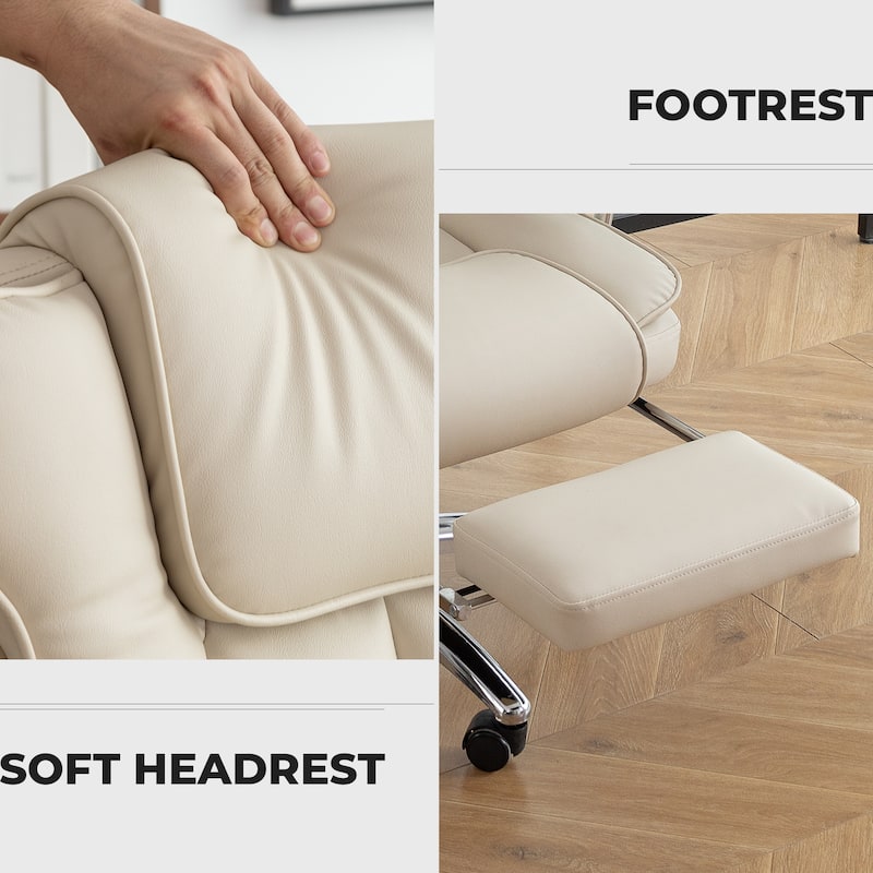 Ergonomic Reclining High Back PU Office Chair with Footrest