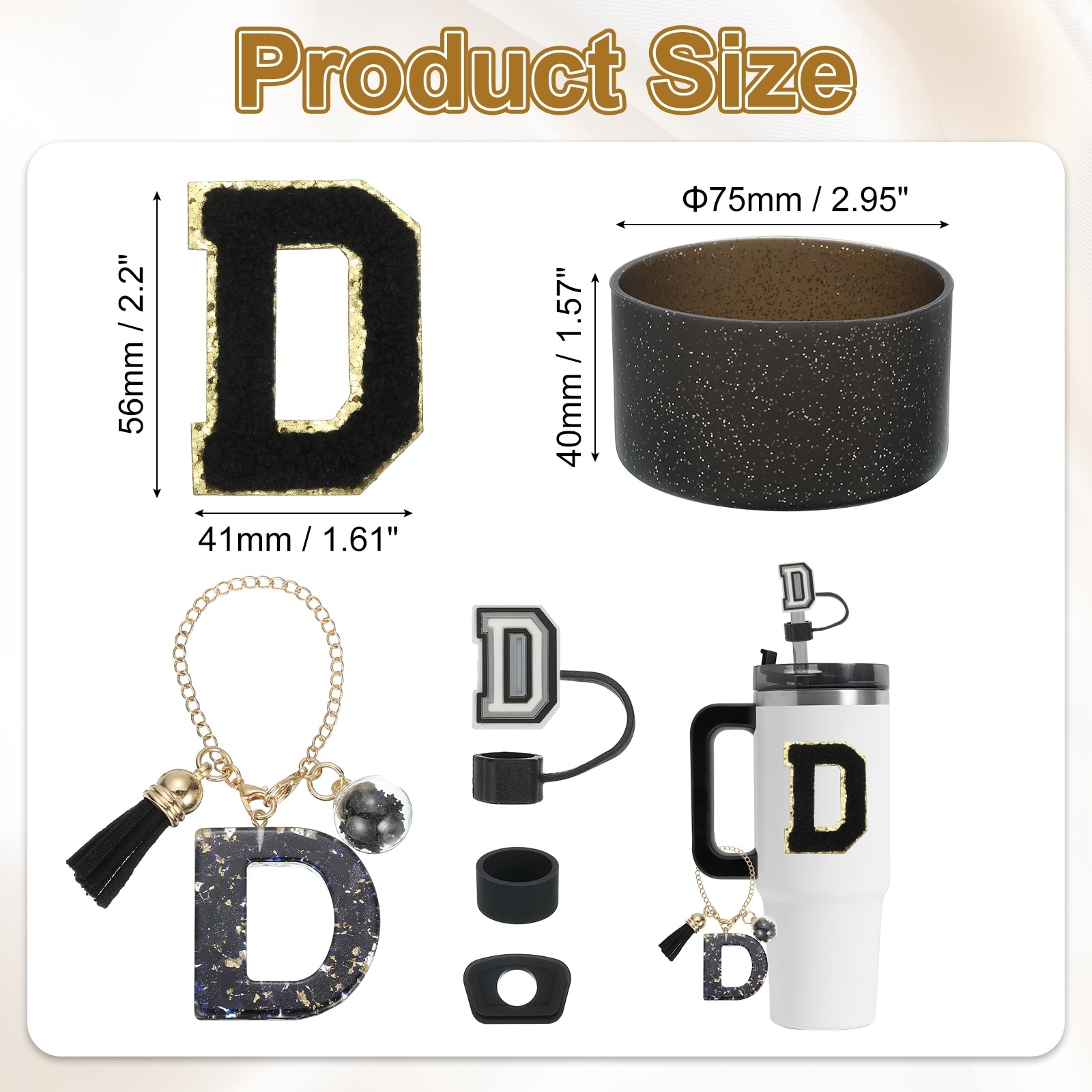 Cup Accessories Set for Cup Tumbler with Handle, Including Silicone Straw Cover, Boot, Spill Proof Stoppers, Handle Charm