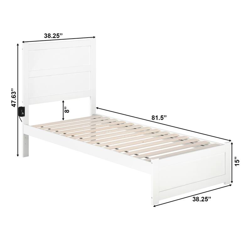 NoHo Twin Extra Long Bed with Footboard in White