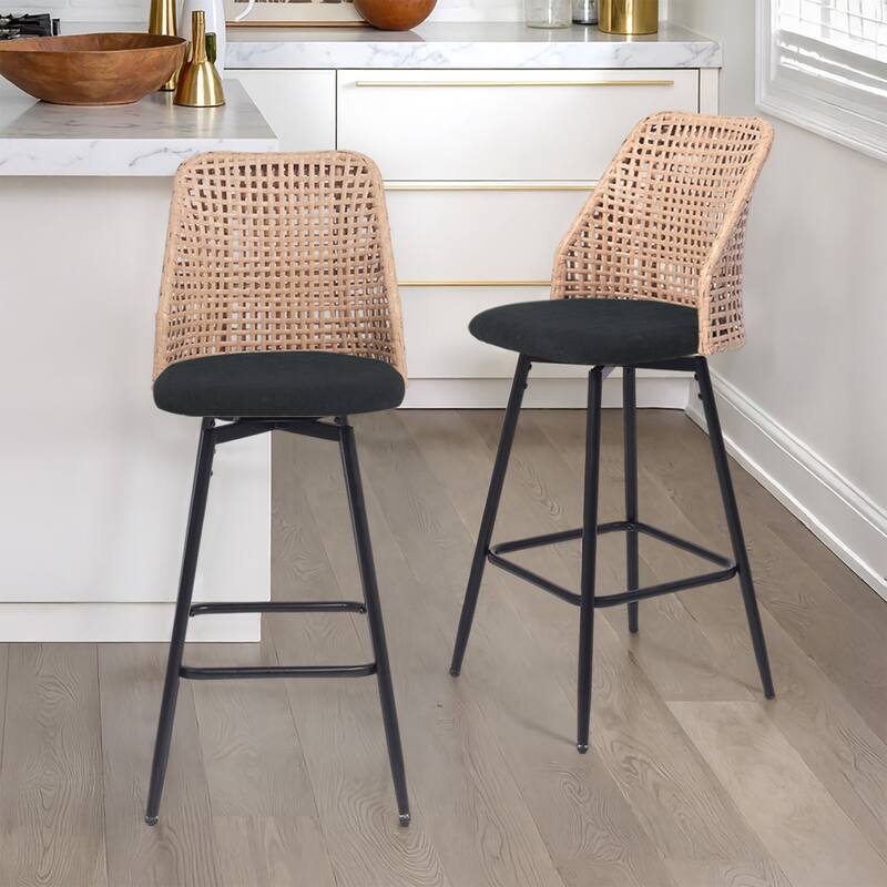 28.8" Indoor Swivel Wicker Barstools