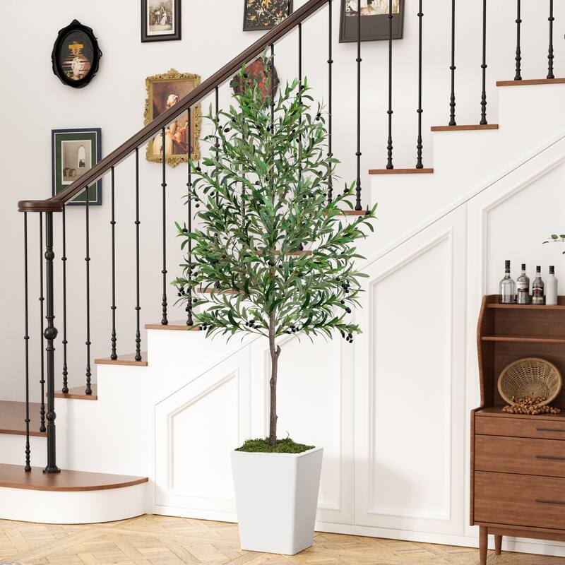 Artificial Olive Tree 7FT with Pot and Moss, Artificial Plants