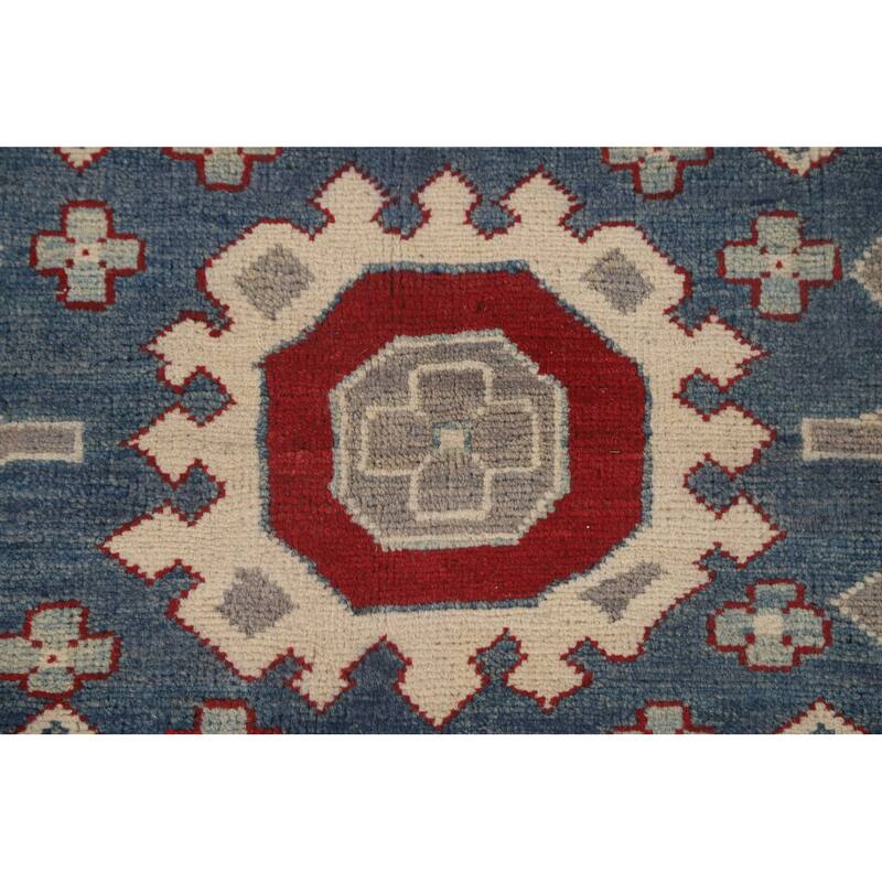 Geometric Red Kazak Oriental Area Rug Wool Carpet - 8'0" x 9'9"