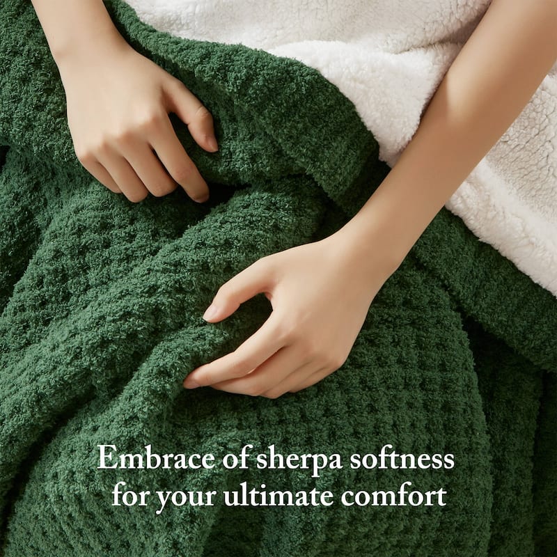 Madison Park Eden Waffle Knit Chenille Throw 50x60"