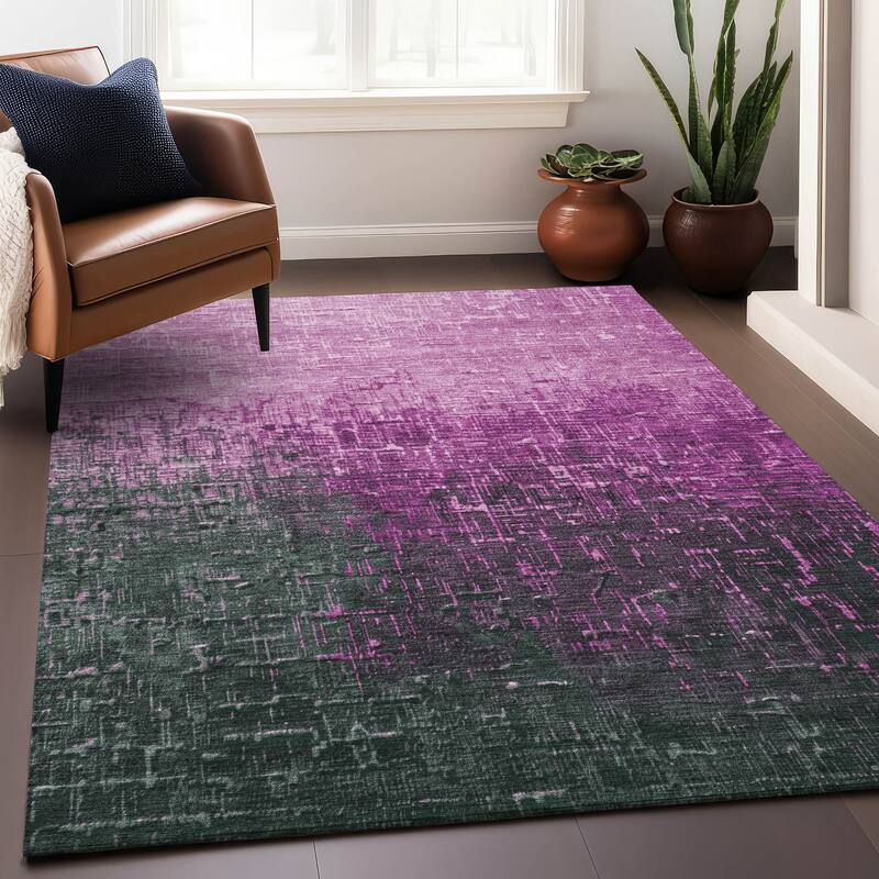 Machine Washable Indoor/ Outdoor Ombre Texture Chantille Rug - Blush - 10' x 14'