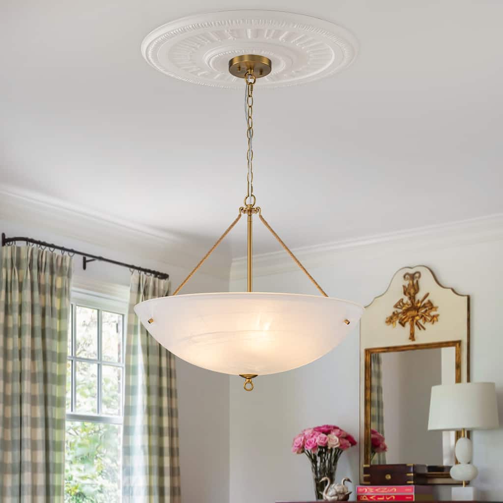 4-Light Glass Chandelier Pendant Light for Kitchen Island - Brass