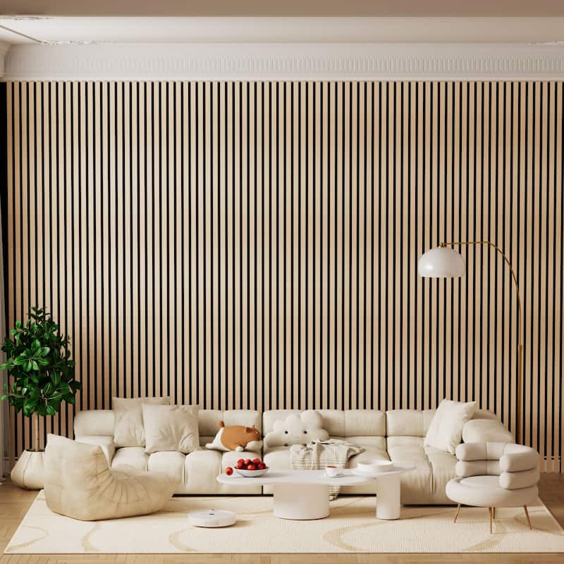 93.5" x 7.9" Wood Slat Acoustic Wall Panels for Ceiling and Wall Decor, 4-Pack (21 sq ft)