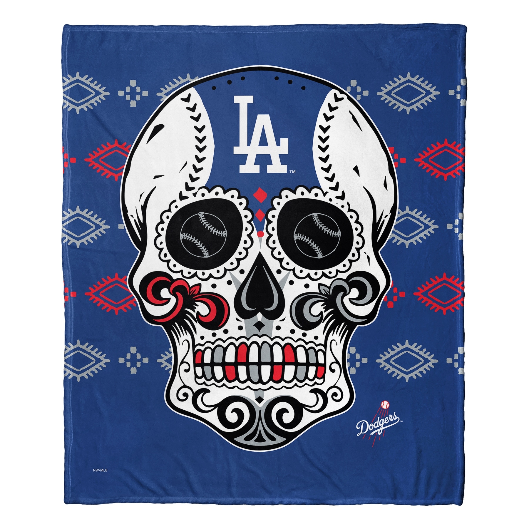 MLB Candy Skull Los Angeles Dodgers Silk Touch Throw Blanket