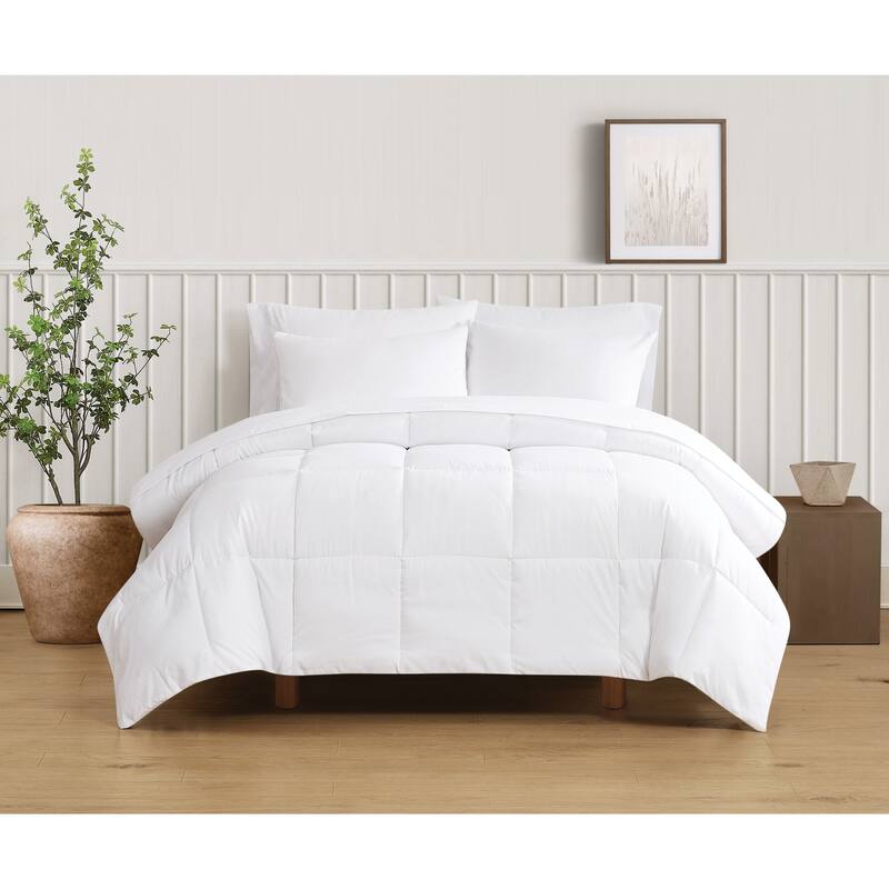 Truly Soft Green Recycled Solid Comforter Set - White - Queen - 3 Piece
