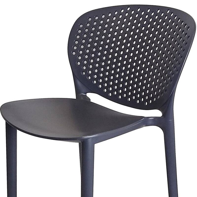 HomeRoots Set of Four 26" Dark Gray Heavy Duty Plastic Low Back Counter Height Bar Chairs