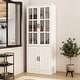 preview thumbnail 49 of 82, White Buffet Sideboard & Curio Bookcase Cabinet with Glass Doors
