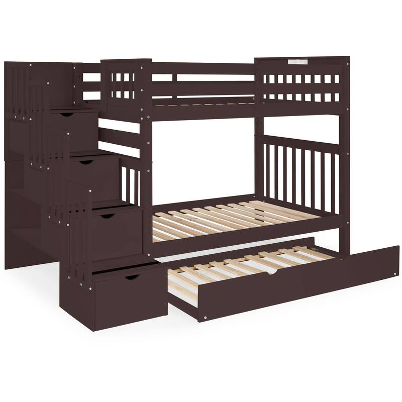 Taylor & Olive Trillium Tall Twin over Twin Stairway Bunk Bed, Trundle