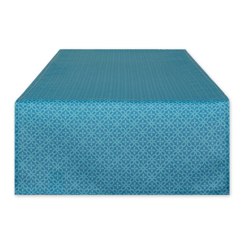 DII Stone Tonal Lattice Print Outdoor Table Runner - Storm Blue