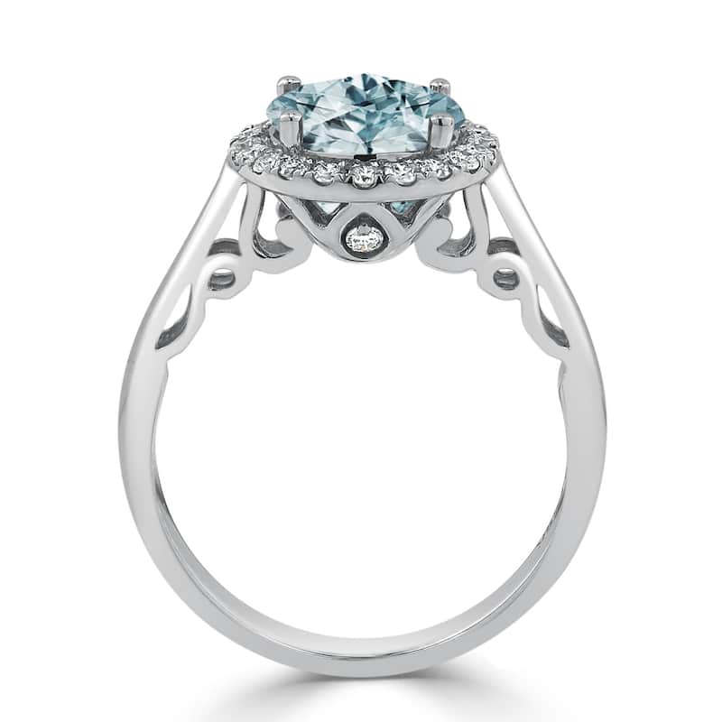 Auriya 1 1/2ct Round Aquamarine and Halo Diamond Engagement Ring 1/4ctw 14k Gold