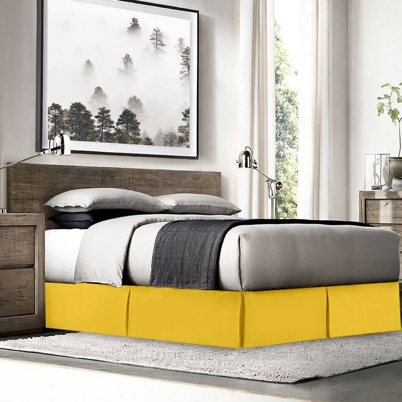 Luxury Microfiber Pleated Bed Skirt 14 Inch Drop Queen Size