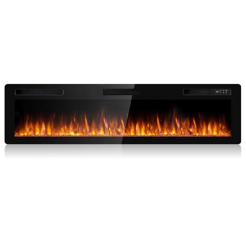 Bossin 30 to 72 inch Electric Fireplace Ultra-Thin and Silence Linear Recessed Wall Mounted Fireplace with Remote Control