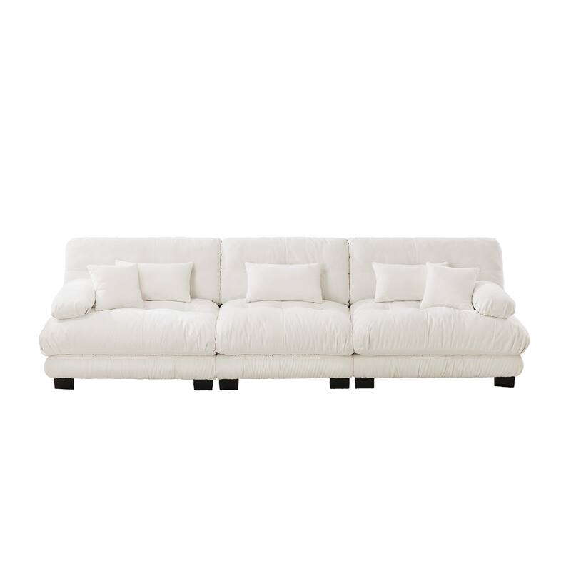 Roomfitters 3-Seater Modular Chenille Sofa, Deep Seat Cloud Couch with Round Bolster Armrests