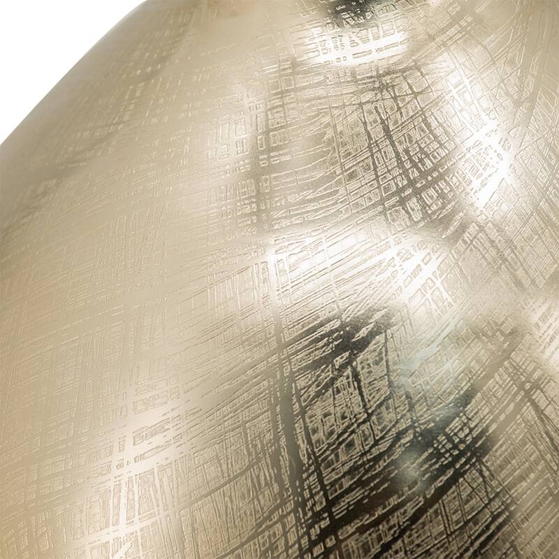 8.5x8.5x18.5" Aluminum Vase with Gold Streak Texture Modern Home Decor