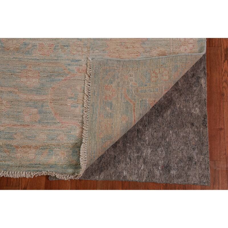 Hand Knotted Oriental 100% Wool Carpet Transitional All-Over Navy Blue & Blues Oushak Area Rug - 13' 7'' X 9' 10''