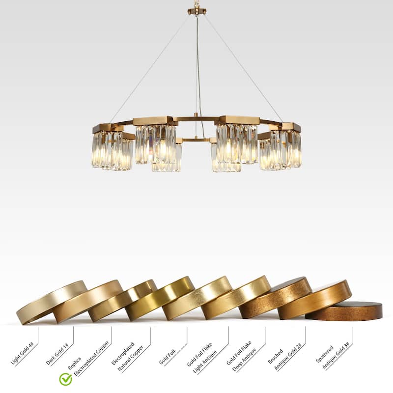 Diore Modern 8-Light Gold Crystal Chandelier Wheel Drum Lights for Dining Room Bedroom - D 31.5" x H 85.7"