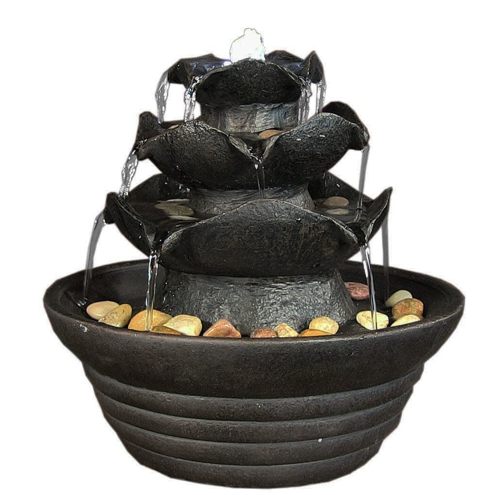 Sunnydaze Three Tier Cascading Tabletop Fountain w/ LED Lights