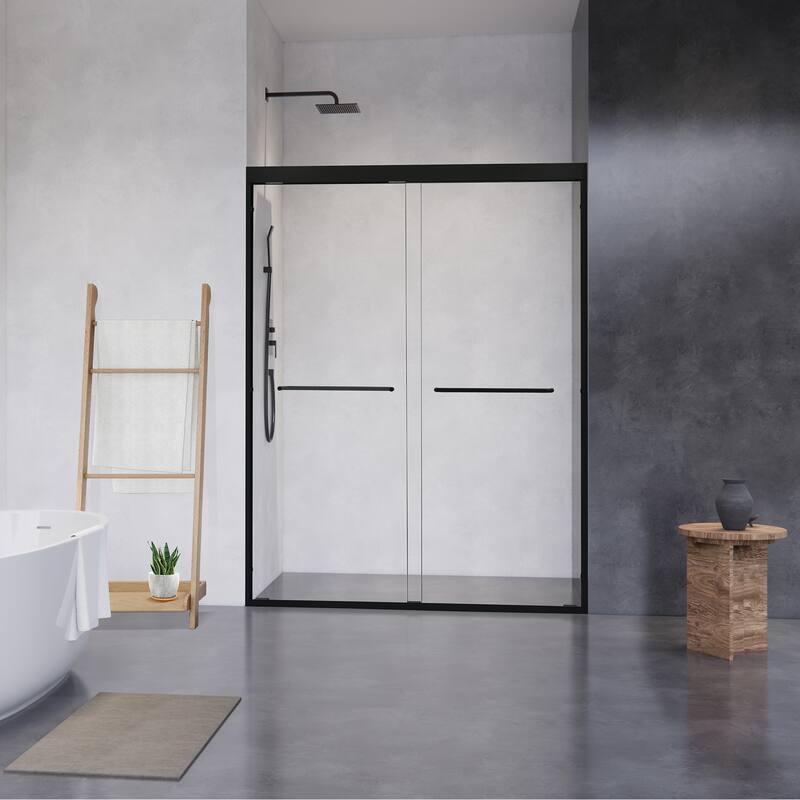 Altair Ennis By Pass Framed Shower Door in Polished Chrome Finish with Clear Glass - 60"W x 76"H - Matte Black