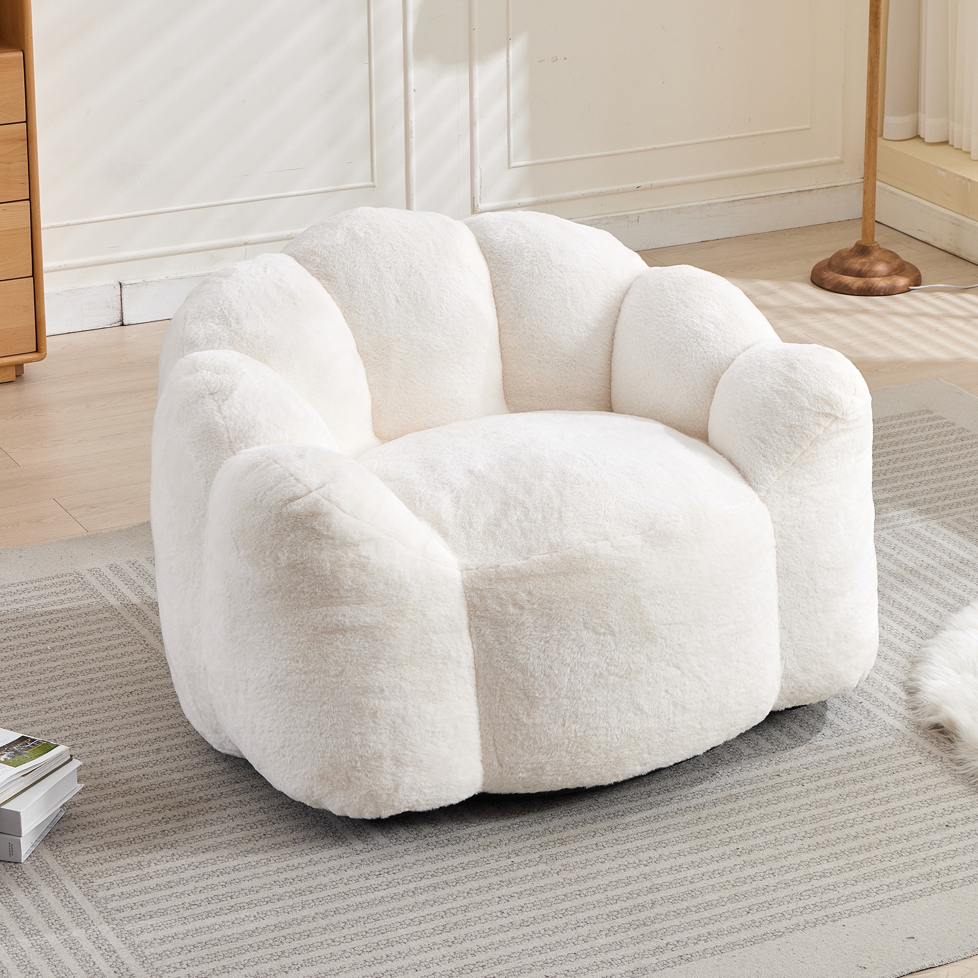 Compression Lotus Bean Bag Chair, Memory Foam Plush Lazy Sofa with Multiple Colors for Bedroom