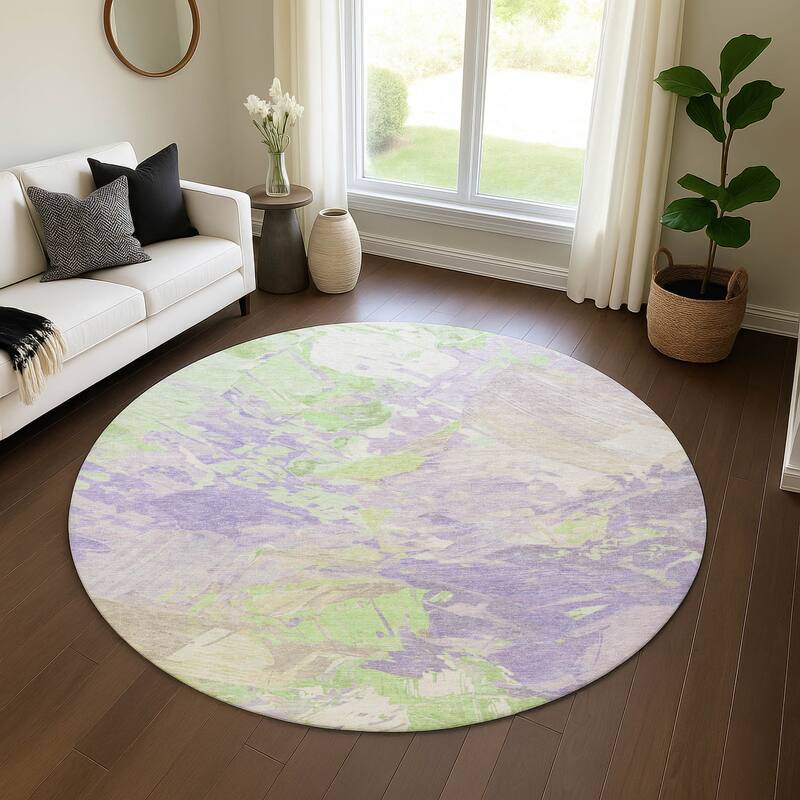 Premium Washable Super Soft Modern Brushstrokes Mayfield Rug - Lavender - 8' x 8'