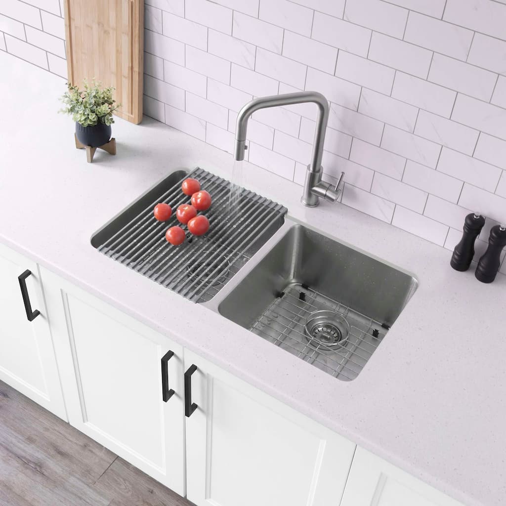 Maxi Dual Mount 32" Double-Bowl Stainless Steel Kitchen Sink C233 - 32" x 18" x 9"